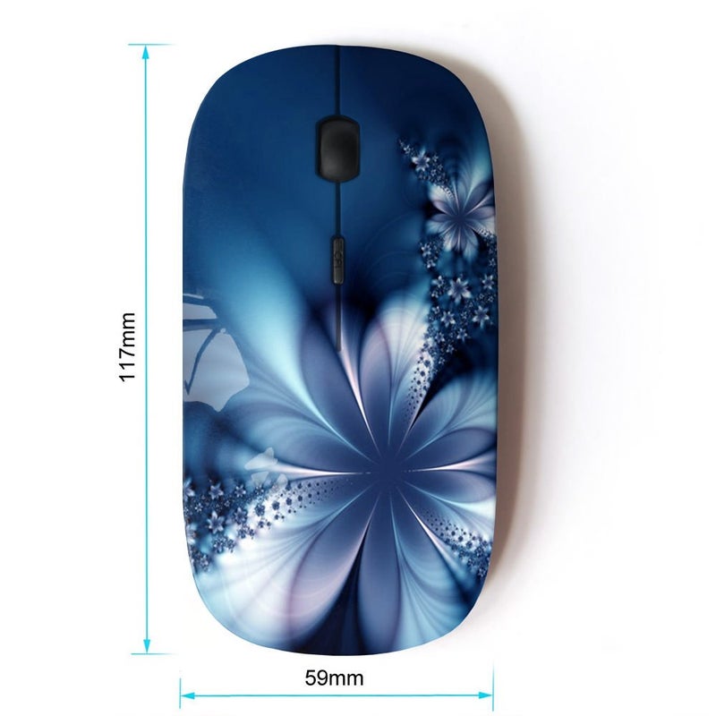 KOOLmouse [ Optical 2.4G Wireless Mouse [ Floral Petal Ice Flowers Blurry Blue ] - Image 2